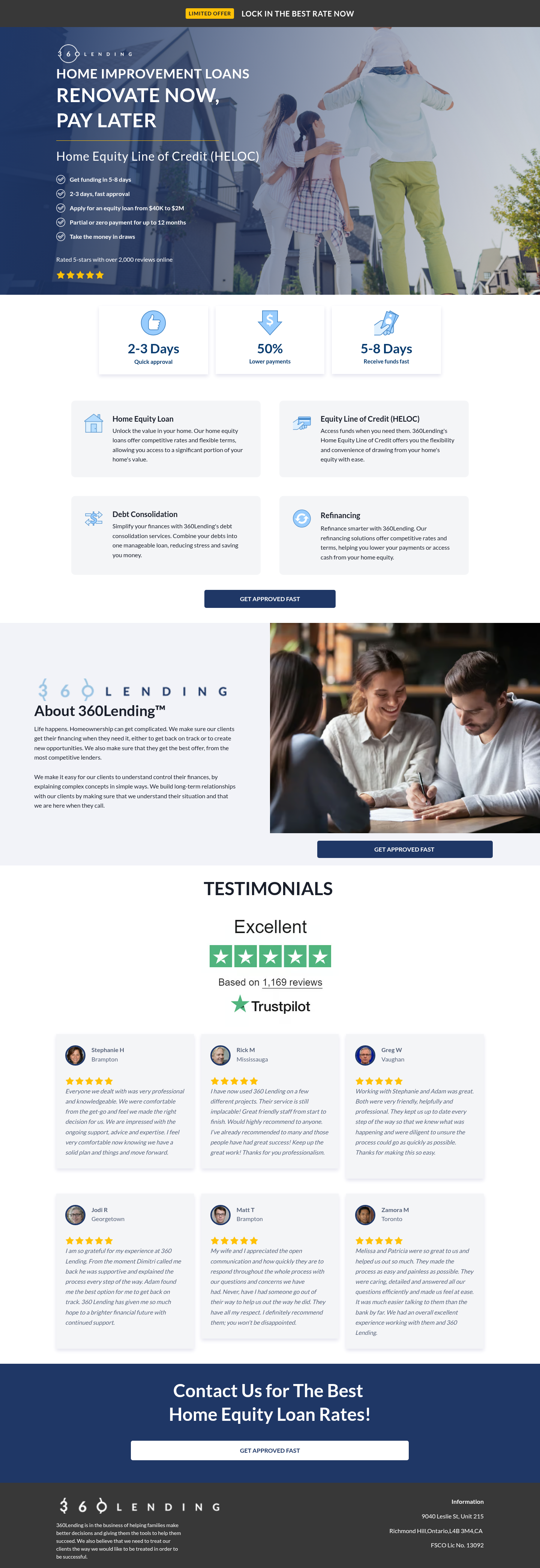 360Lending full website screenshot