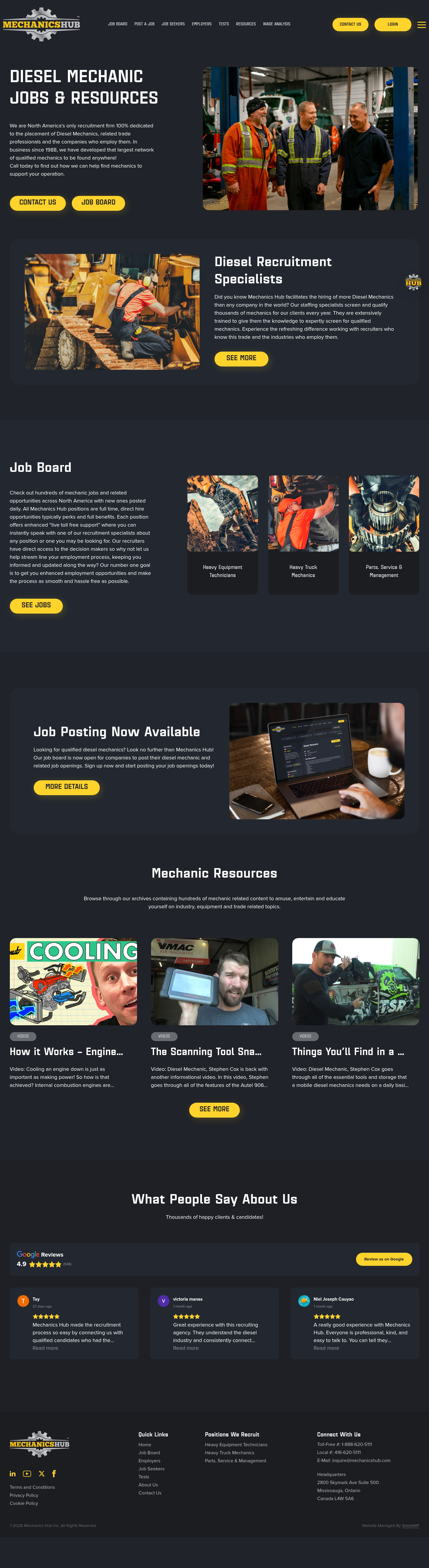 Mechanics Hub full website screenshot