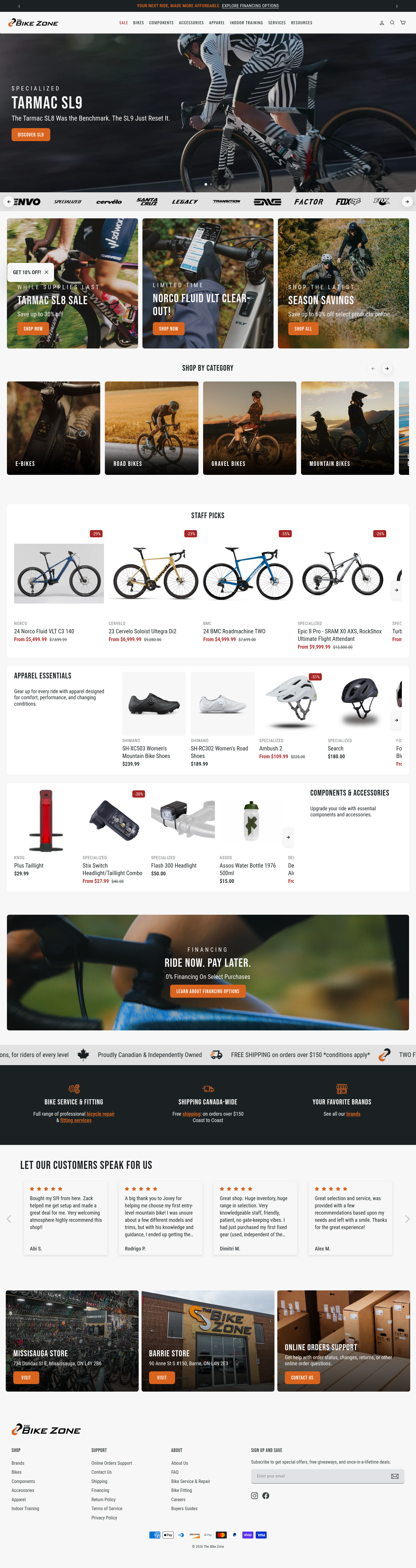The Bike Zone full website screenshot